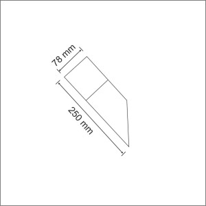 Rysunek techniczny kinkietu zewnętrznego t.b.t. z wymiarami (78 mm x 250 mm).