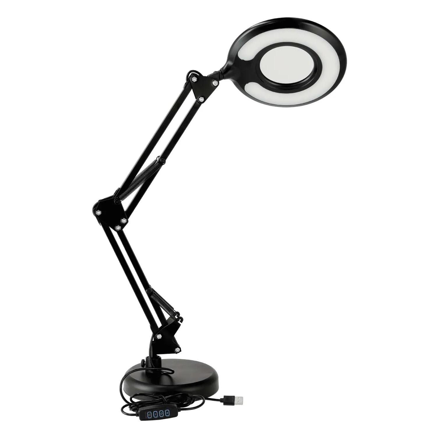 DPM Lampka biurkowa LED z lupą 8W 2700-6000K 450lm czarna