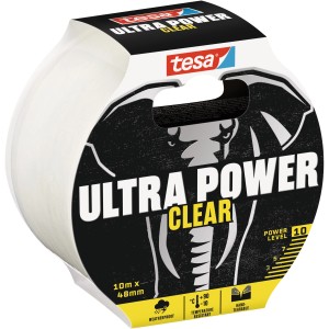 Tesa Ultra Power Clear taśma naprawcza, 10 m x 48 mm, transparentna. Mocna, przezroczysta taśma do napraw.