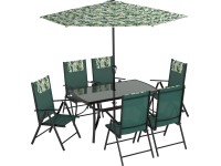 Komplet mebli jadalnianych TRAVESSA zielony 8-częściowy