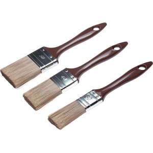 Zestaw pędzli płaskich LUX, 3 pędzle do bejc do drewna o szerokości włosia 30, 40 i 50 mm.