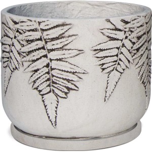Doniczka t.b.t. ze wzorem paproci, idealna do roślin domowych.
