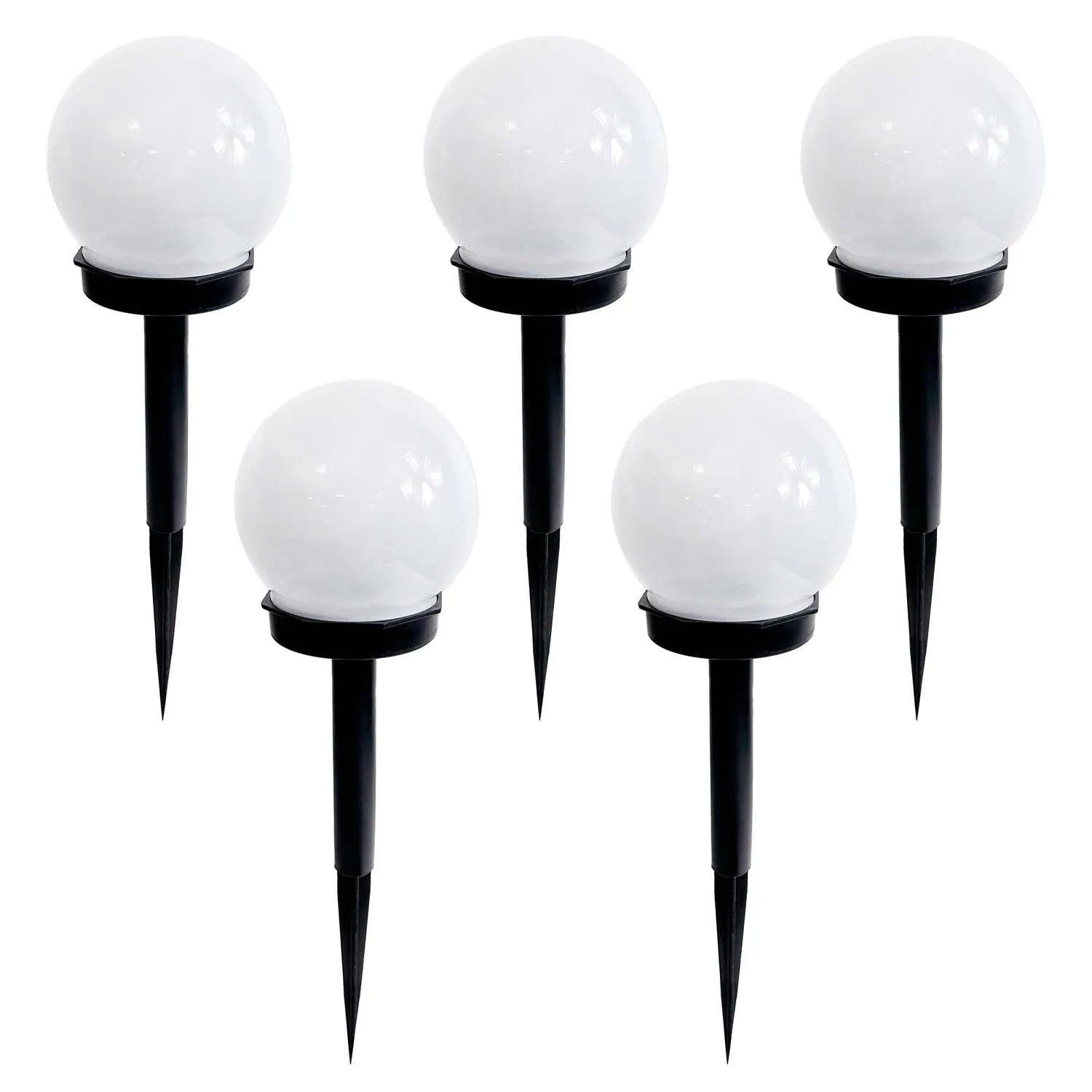 4iQ Zestaw 5 lamp solarnych LED RGB AURA czarnych śr. 10 cm