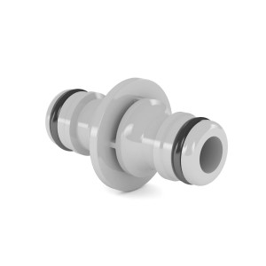 Białe złącze wodne t.b.t. do węży ogrodowych.