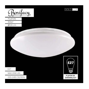 Biała lampa sufitowa t.b.t. Plafony, okrągły kształt. Idealna do pomieszczeń mieszkalnych.