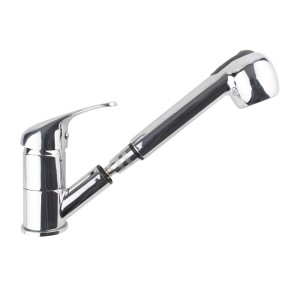 Chromowana bateria jednouchwytowa t.b.t. z wyciąganą wylewką.