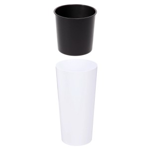 Doniczka t.b.t., dwuczęściowa, czarno-biała.