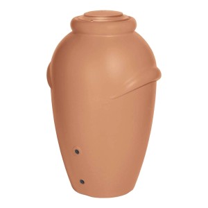 Terracotta Waterform Aquacan 360 l beczka na deszczówkę, kształt amfory, z pokrywą i możliwością podłączenia.