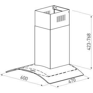 Ilustracja okapu ściennego t.b.t. z wymiarami.