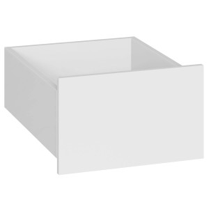 Otwarta biała szuflada do szafy lub garderoby kompaktowej.