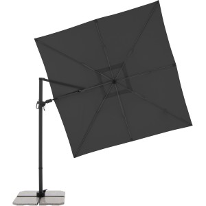 Antracytowy parasol z korbą Derby, ok. 276x276 cm, ze stojakiem.