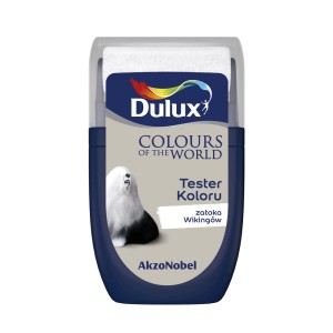 Tester koloru Dulux „Zatoka Wikingów“: Wałek do malowania ścian w kolorze niebiesko-szarym.