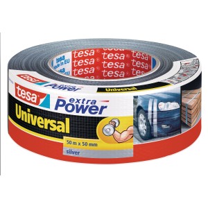 Taśma Tesa Extra Power Universal, srebrna, 50 m x 50 mm. Uniwersalna do napraw i mocowania.