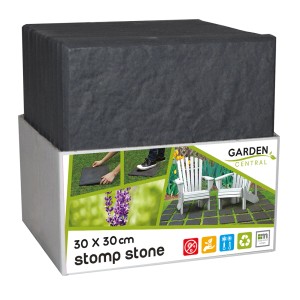 Stos szarych podestów t.b.t. (30x30cm) w kartonie. Idealne na ścieżki ogrodowe.