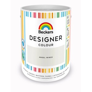 Wiadro z farbą Beckers Designer Colour, odcień Angel Wings. Kolorowa farba do ścian wewnętrznych.