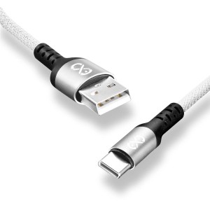 Biały kabel USB (USB-A do USB-C) do akcesoriów do telefonów komórkowych.
