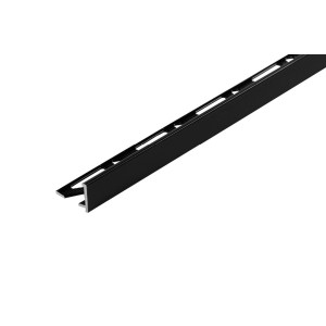 Czarny profil do płytek t.b.t., widok szczegółowy.