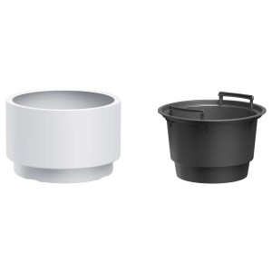 Doniczki t.b.t. w kolorze białym i czarnym.