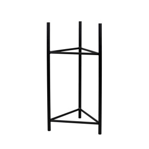 Czarny metalowy stojak na kwiaty t.b.t., minimalistyczny design.