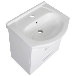 Biała umywalka t.b.t. z szafką z OBI online shop.