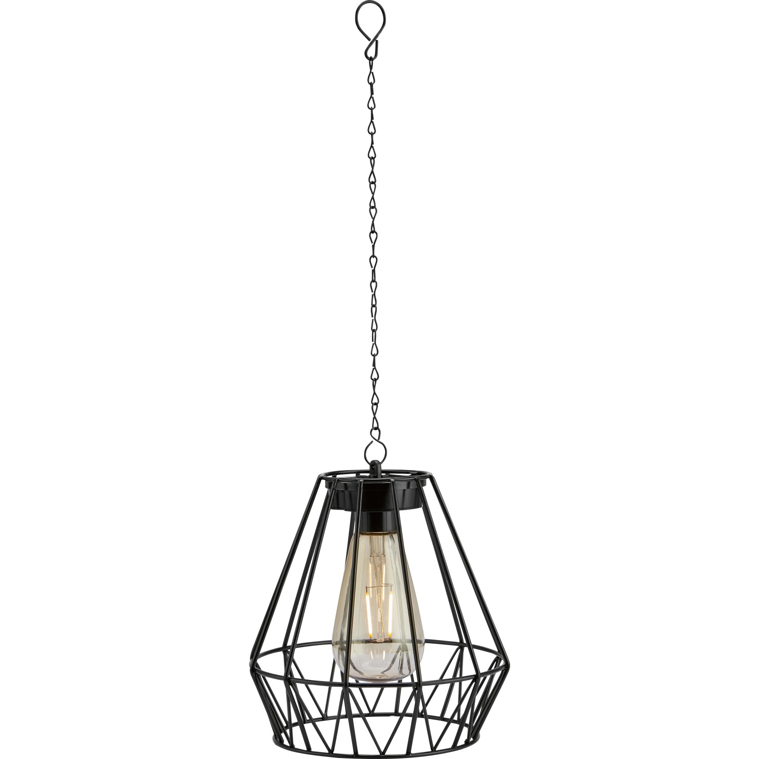 Lampa solarna wisząca metalowa MELZO IP44 śr. 18 cm ażurowa czarna