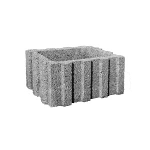 Szary betonowy pierścień do sadzenia z żebrowaną powierzchnią do ogrodu i architektury krajobrazu.