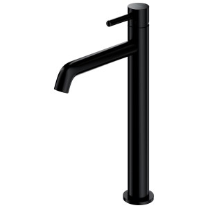 Czarna bateria umywalkowa t.b.t. do łazienki.