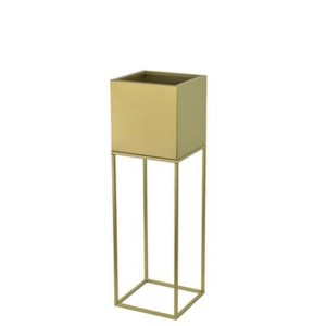 Złoty stojak na kwiaty t.b.t., kwadratowy, nowoczesny design.