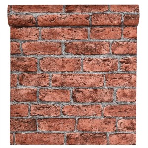 Rolka tapety z efektem cegły, czerwona ściana z cegły do dekoracji ścian.