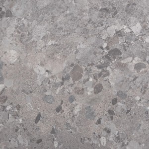 Szara wykładzina PCV ze wzorem kamienia do użytku wewnętrznego.