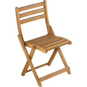 Składane krzesło drewniane, część 3-częściowego zestawu mebli balkonowych Copland, brązowe drewno FSC.