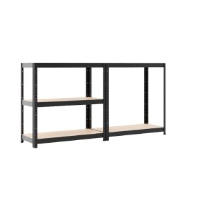 Metalkas Regał metalowy czarny 180 x 90 x 40 cm 5 półek HDF/175 kg