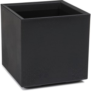 Czarna, kwadratowa donica Orbis Karo z tworzywa sztucznego pochodzącego z recyklingu, 40x40x39,4 cm.