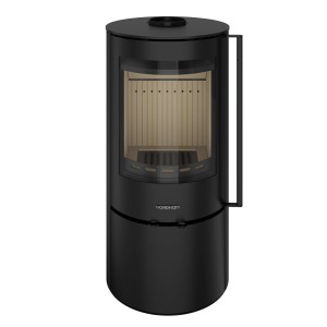 Czarny piec t.b.t. dla przytulnego ciepła w domu.