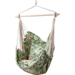 Krzesło wiszące Lytton z kwiatowym wzorem, polibawełna, z poduszkami do relaksującego bujania.