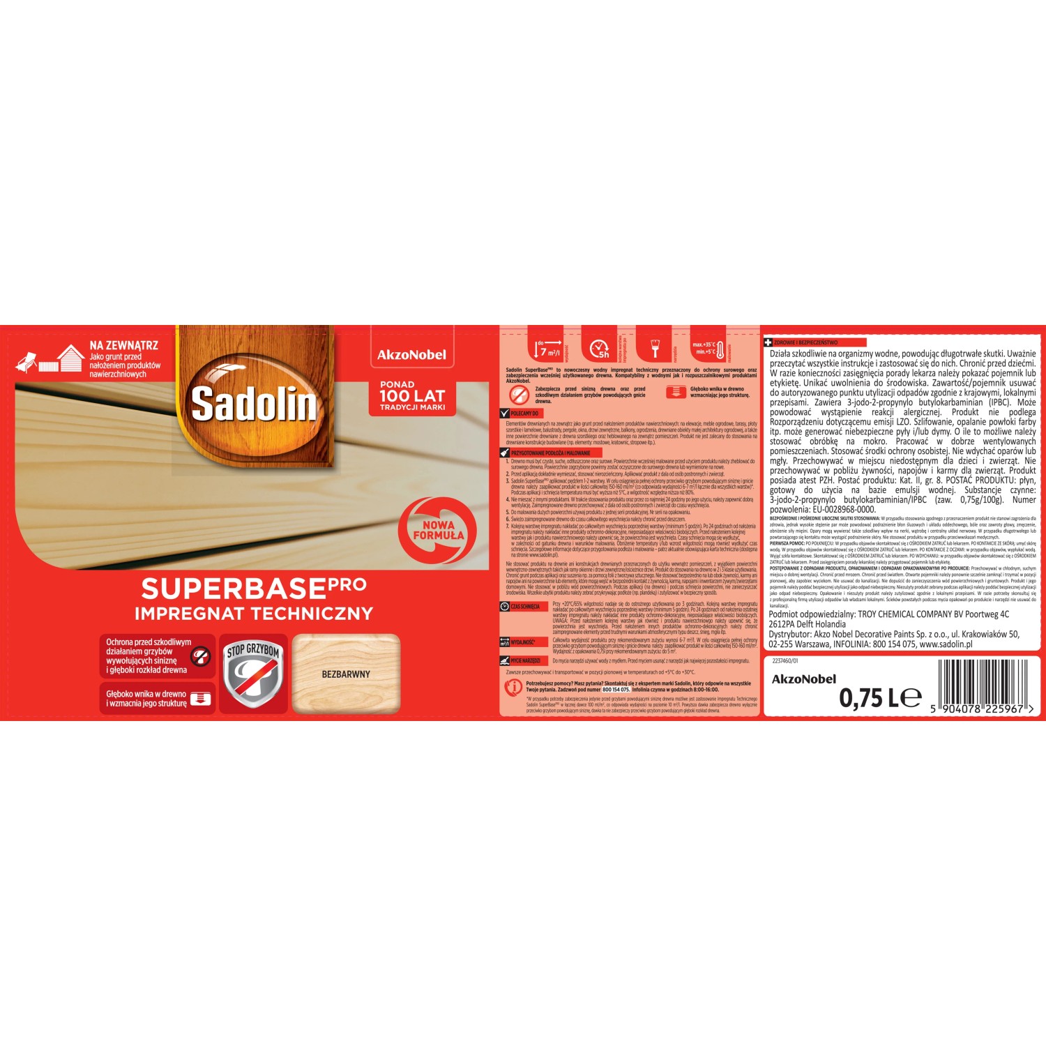 Sadolin Superbase Pro impregnat do drewna, bezbarwny, puszka 0,75L.