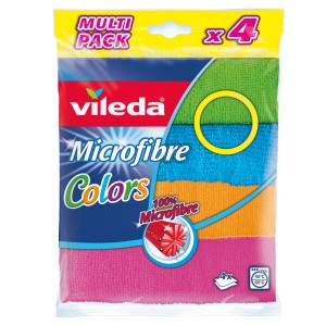 Vileda Ściereczki uniwersalne z mikrofibry Colors, 4 sztuki, kolorowe ściereczki do czyszczenia różnych powierzchni.