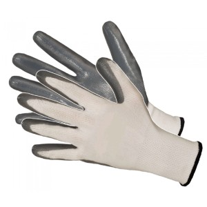 Rękawice robocze t.b.t. z szarą powłoką dla optymalnej ochrony.