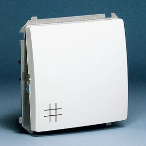 t.b.t. Włącznik/przycisk, biały z symbolem kratki, do instalacji elektrycznej.