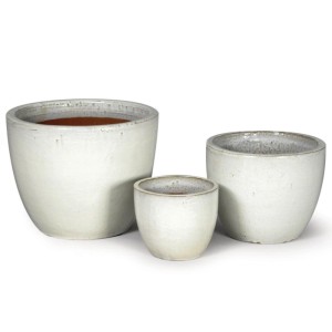 Doniczka Egg biała komplet 22/30/38 cm - 3 szt.