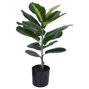 Sztuczna roślina Ficus Lyrata w doniczce, zielone liście. Dekoracyjna roślina doniczkowa.