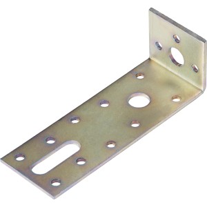 Ocynkowany kątownik z podłużnym otworem, 120x55x30mm, do konstrukcji drewnianych.