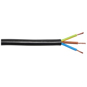 Czarny przewód giętki H03VV-F 3 x 0,75, kabel PVC na metry.