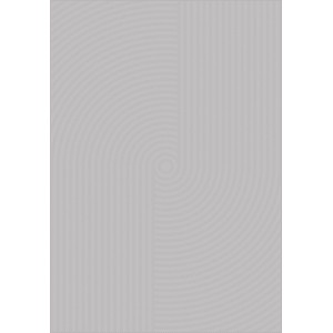 Szary dywan t.b.t. z abstrakcyjnym wzorem kół i linii.