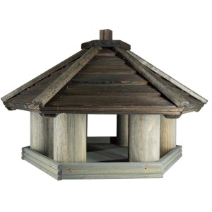 Drewniany karmnik dla ptaków w stylu pagody do ogrodu.