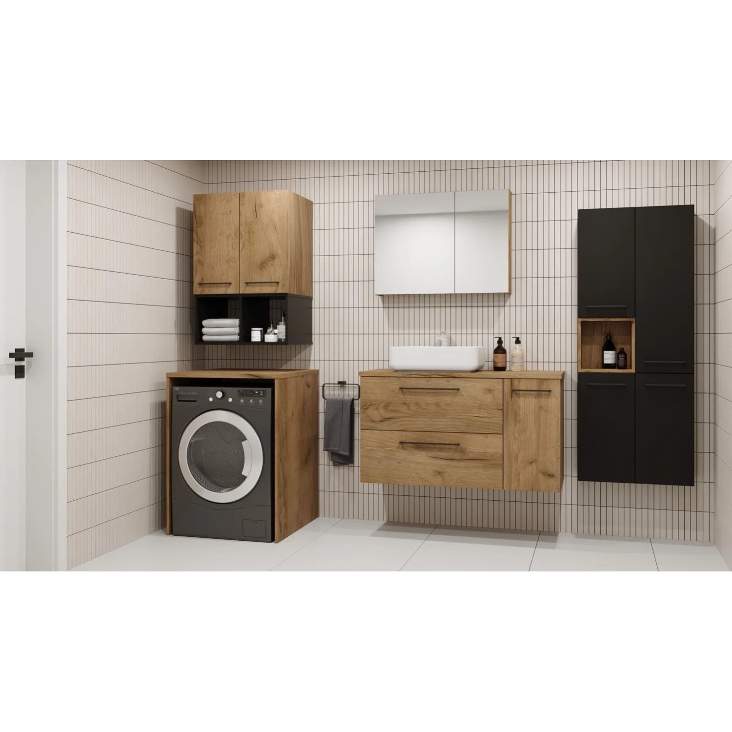 Defra Szafka Metro pod umywalkę 80 cm 2 szuflady dąb złoty_2