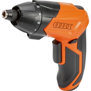 Wkrętarka akumulatorowa OBI 3,6 V, zestaw 56-częściowy. Kompaktowa wkrętarka z zestawem bitów w pudełku.