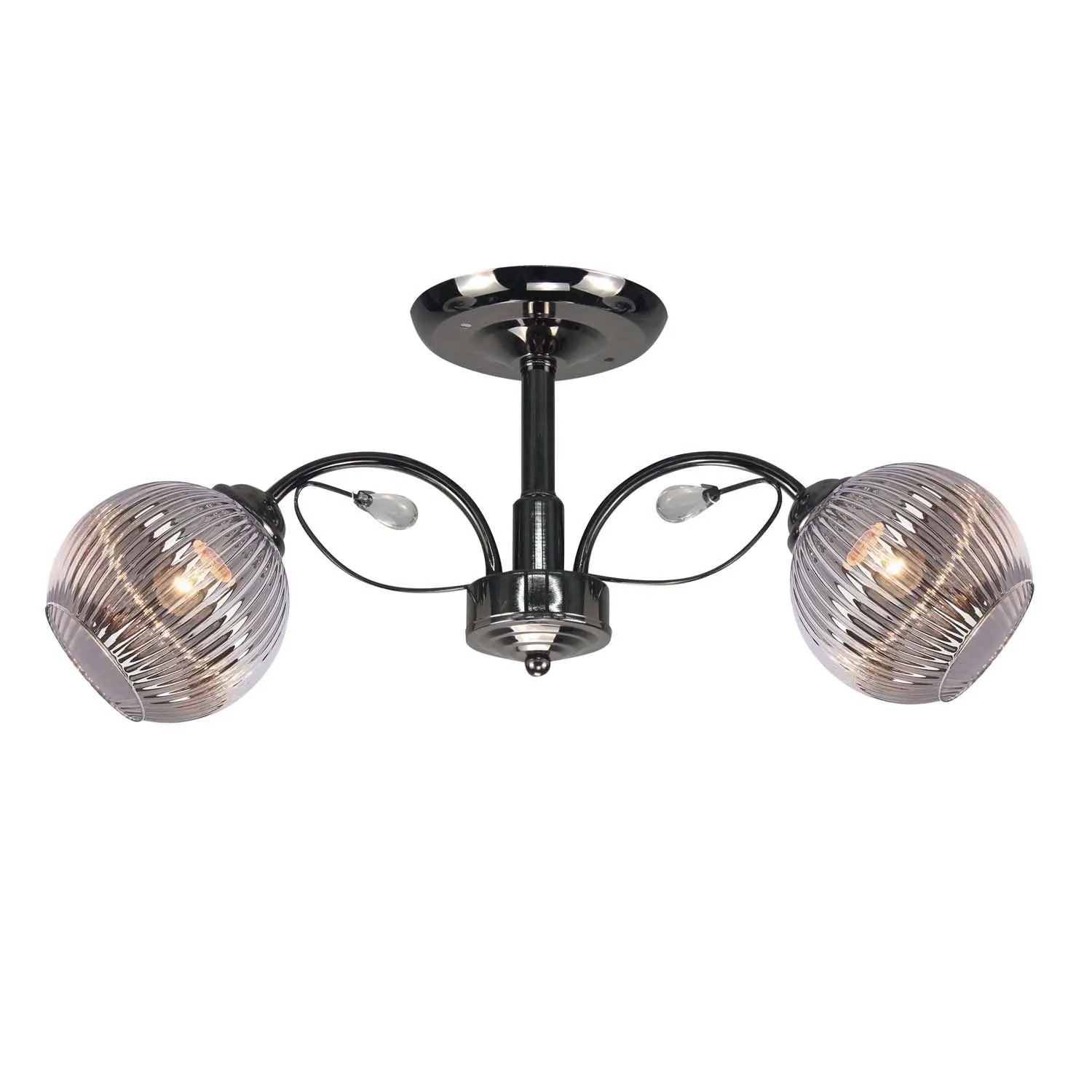 Candellux Lampa sufitowa CROMAT czarna perłowa 2xE27 40W klosz grafitowy