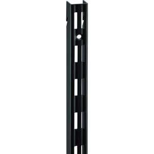 Czarna metalowa szyna ścienna, 2-rzędowa, 200 cm do systemów regałowych.