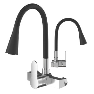 Granitan Bateria kuchenna ścienna Flexo czarna